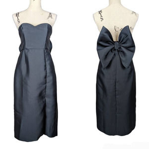 Hutch Strapless Cocktail Dress with Back Bow Black Size 8